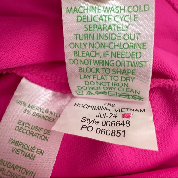 Lilly Pulitzer Passion Fruit Pink Luxletic UPF 50 Frida Scalloped Polo Top L NEW - Picture 12 of 14